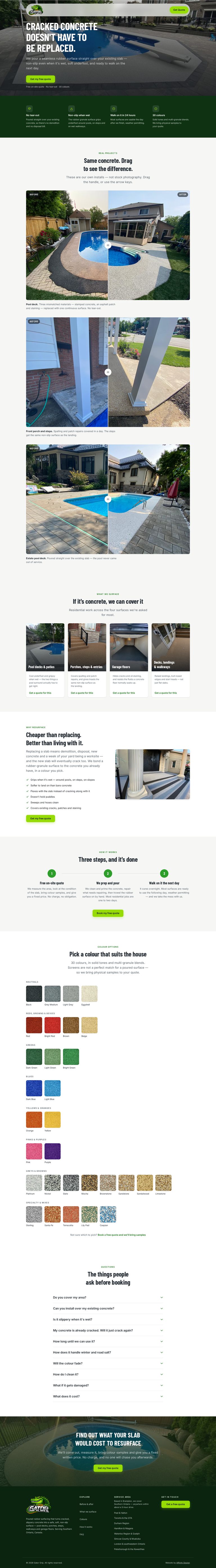 Gator Grip: 86 Quote Requests on a CA$1,000 Meta Ad Budget: the finished website, full page