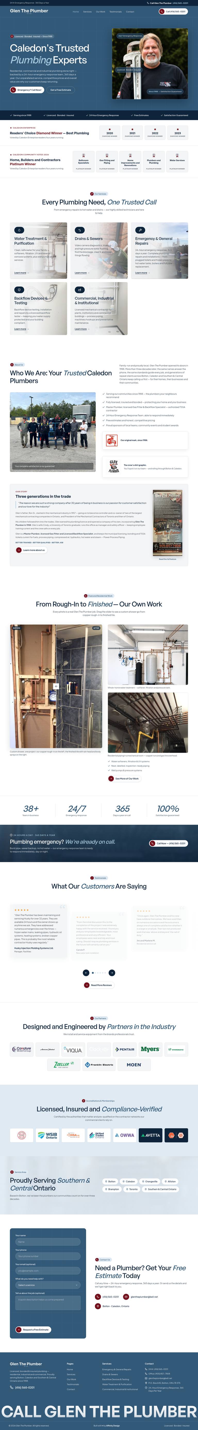 Glen The Plumber: A Plumber Since 1988, Rebuilt for Phones and One-Tap Calls: the finished website, full page